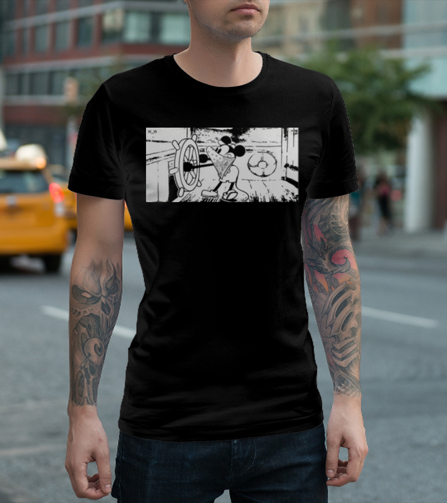 Memeulous Mickey Hood Vintage Steamboat Pizza Sailor T-Shirt