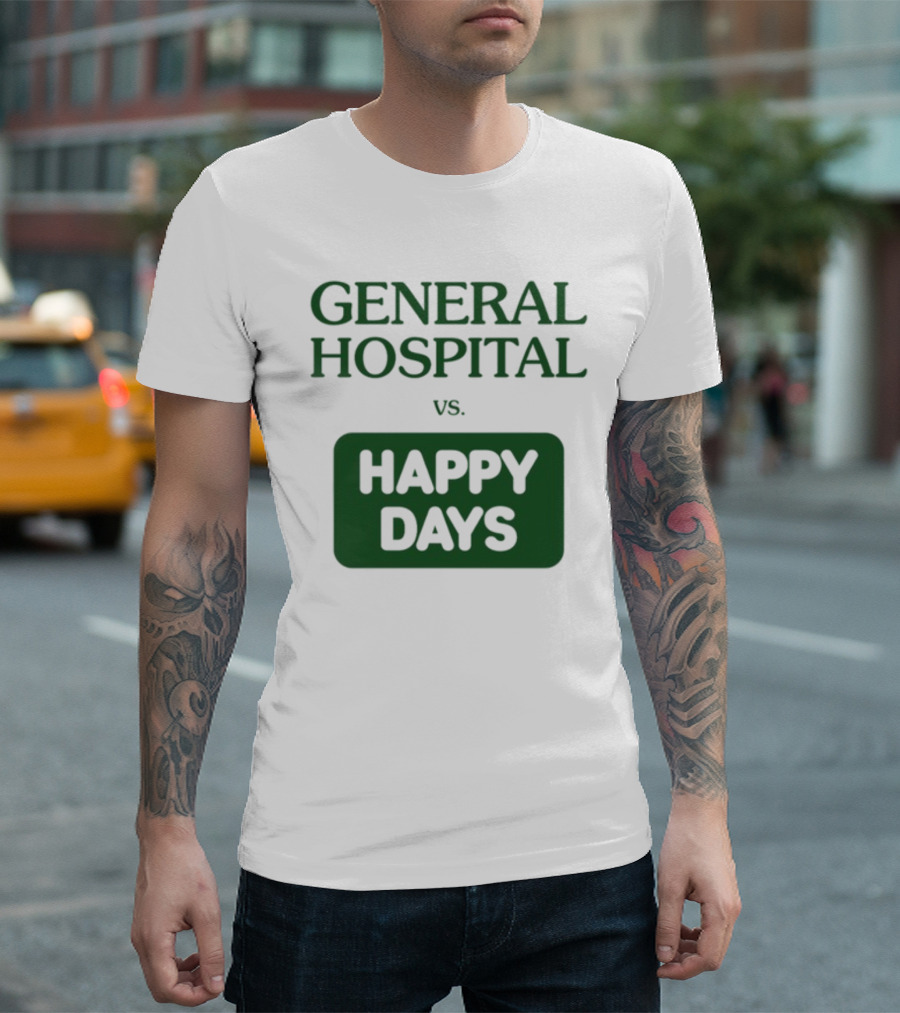 General Hospital vs. Happy Days Retro TV Show Face-Off T-Shirt
