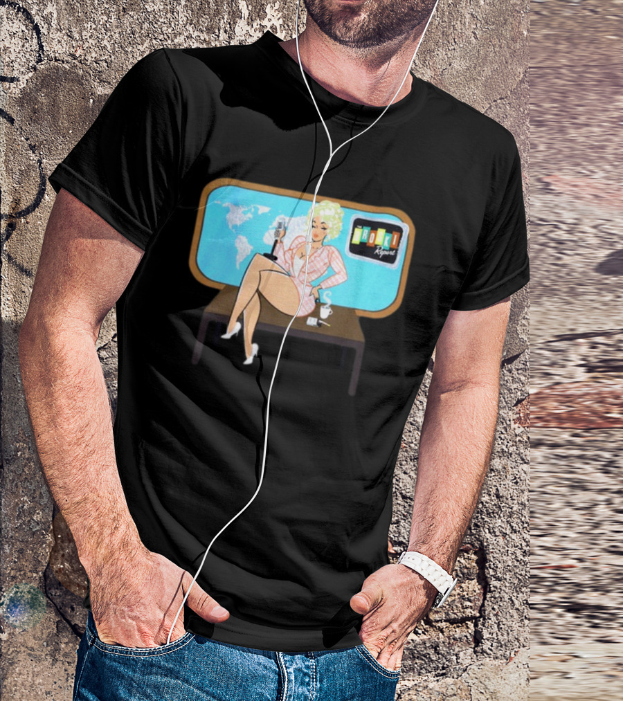 Broski Report News Blonde Host With Microphone And World Map T-Shirt
