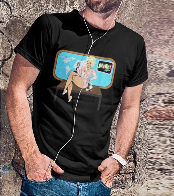 Broski Report News Blonde Host With Microphone And World Map T-Shirt