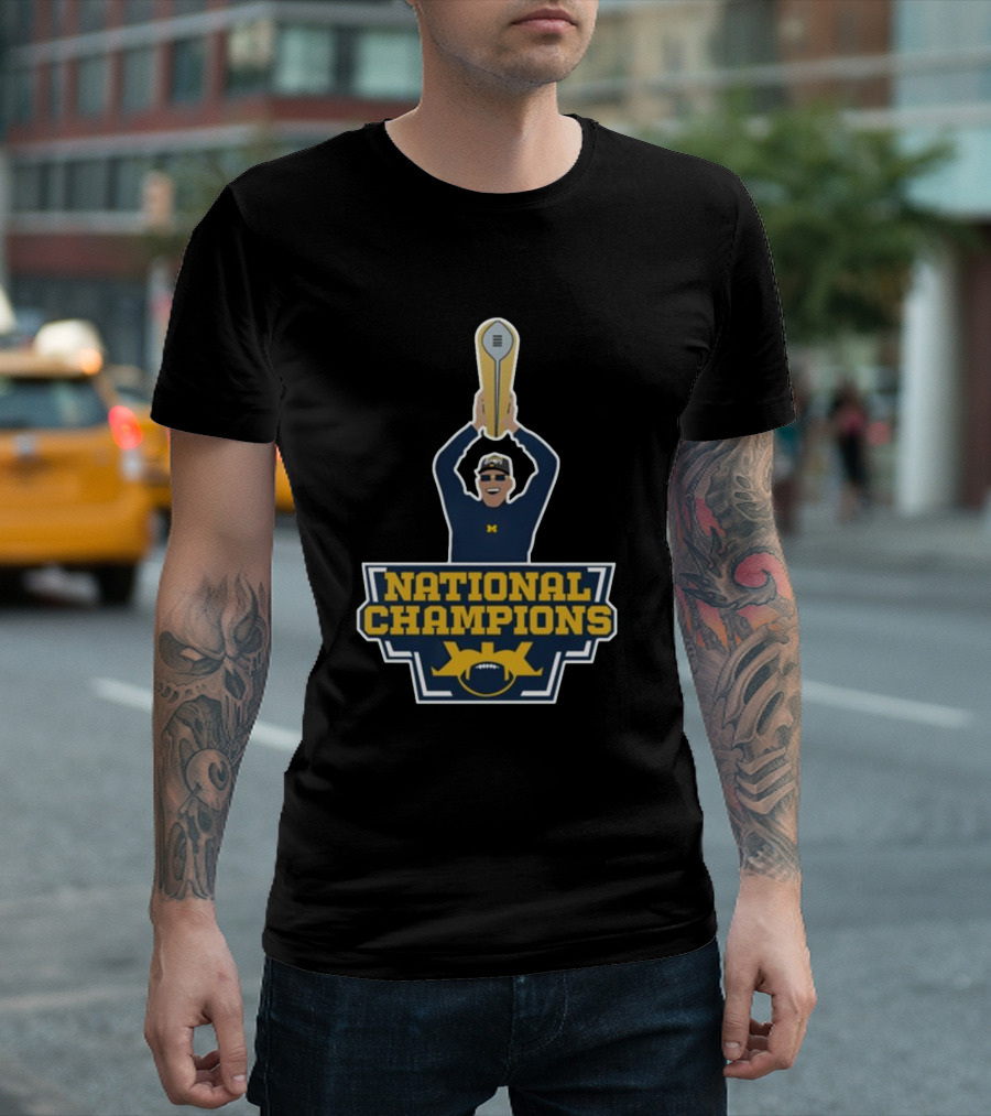 Harbaugh National Champions Michigan Football Trophy T-Shirt