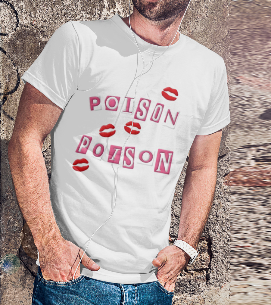 POISON POISON Red Lips Text Blocks T-Shirt