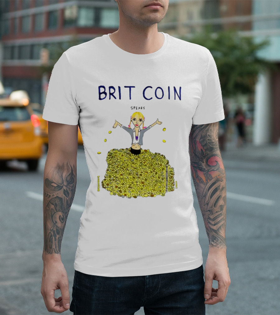 Dave Portnoy Brit Coin Spears Dancing in Gold T-Shirt