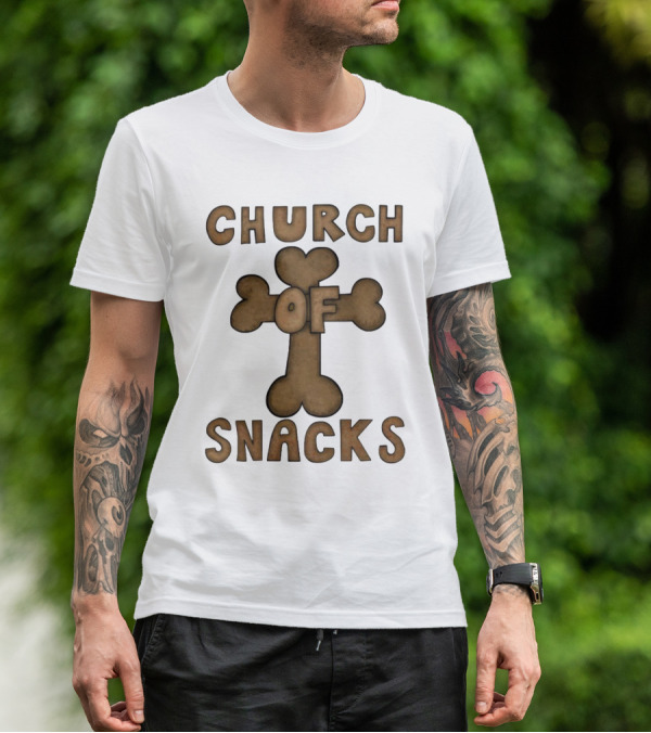 Church Of Snacks Bone Cookie Cross T-Shirt