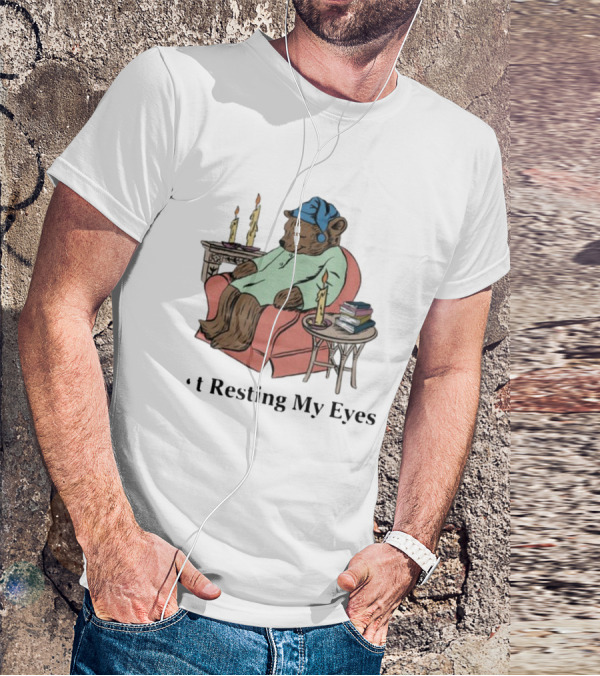 Resting My Eyes Bear In Pajamas With Candles And Books T-Shirt