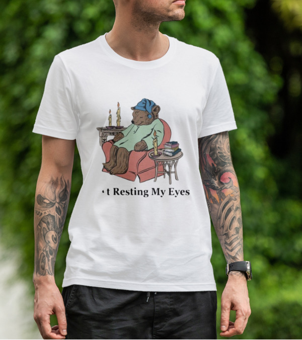 Resting My Eyes Bear In Pajamas With Candles And Books T-Shirt