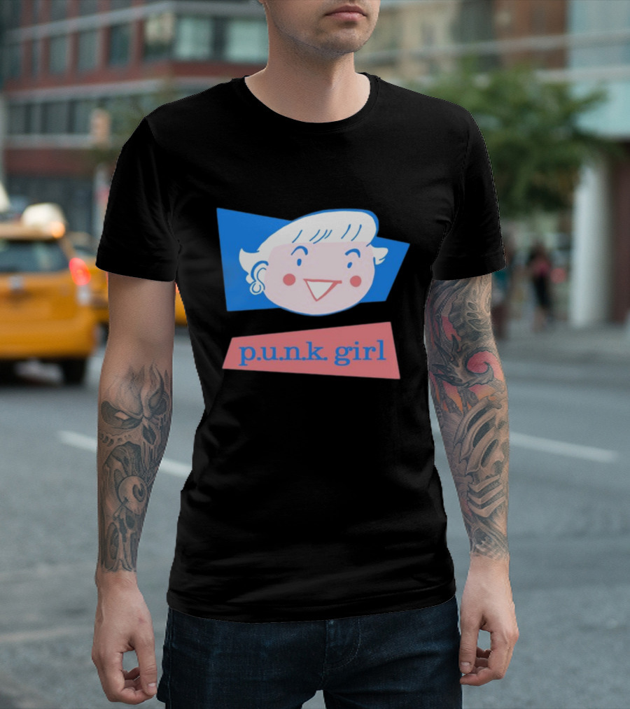 P.U.N.K. Girl Retro Cartoon Style Face T-Shirt