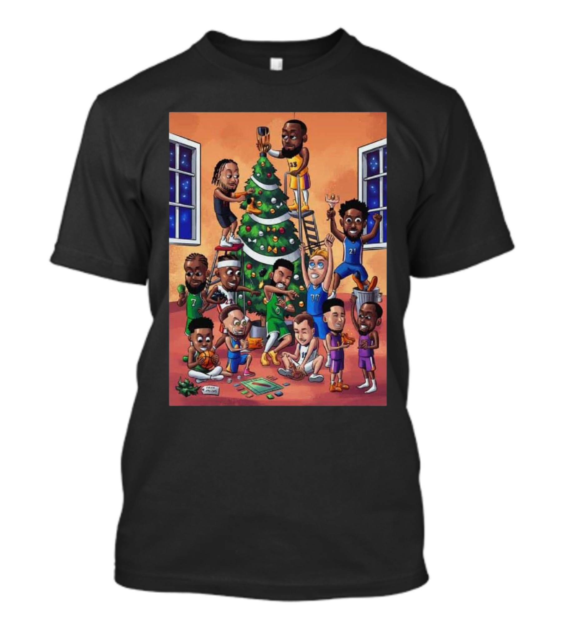 Quality Nothing Better Than A Day Full Of Christmas Hoops NBA Players Decorating Tree T-Shirt