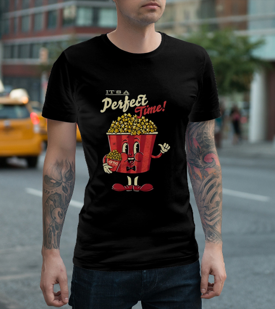 It's a Perfect Time AMC Theatres Movie Popcorn Cartoon T-Shirt