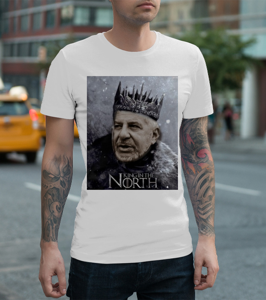 Bill Belichick King In The North Game Of Thrones Style Crown And Fur Cloak T-Shirt