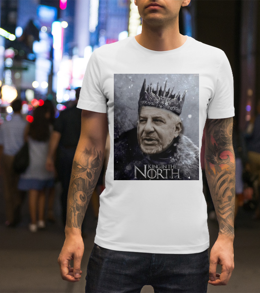 Bill Belichick King In The North Game Of Thrones Style Crown And Fur Cloak T-Shirt