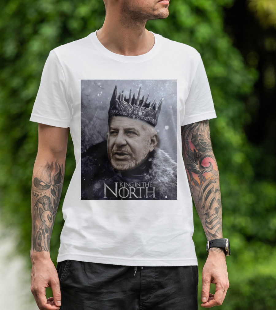 Bill Belichick King In The North Game Of Thrones Style Crown And Fur Cloak T-Shirt