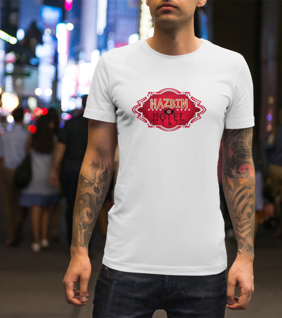 Hazbin Hotel Hazbinhotel Logo Badge With Heart And Winged Eye T-Shirt
