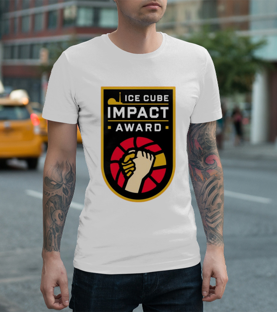 Ice Cube Impact Award Basketball Handshake Badge T-Shirt