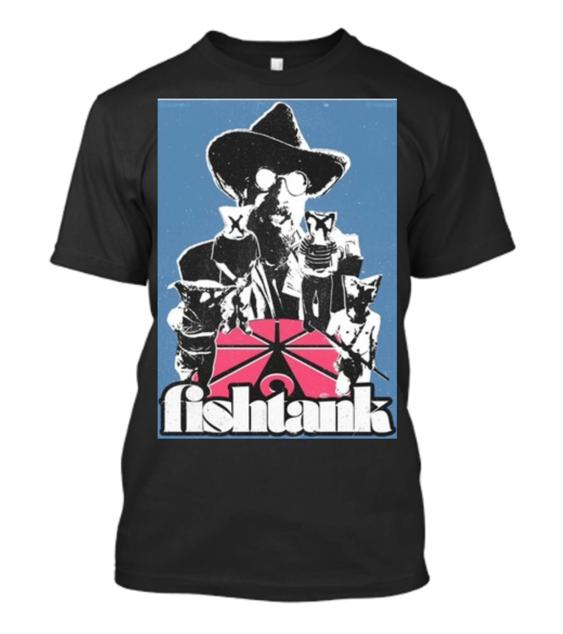 Fishtank Cats And Cowboy With Guitar T-Shirt