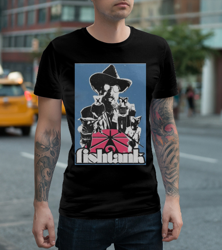 Fishtank Cats And Cowboy With Guitar T-Shirt