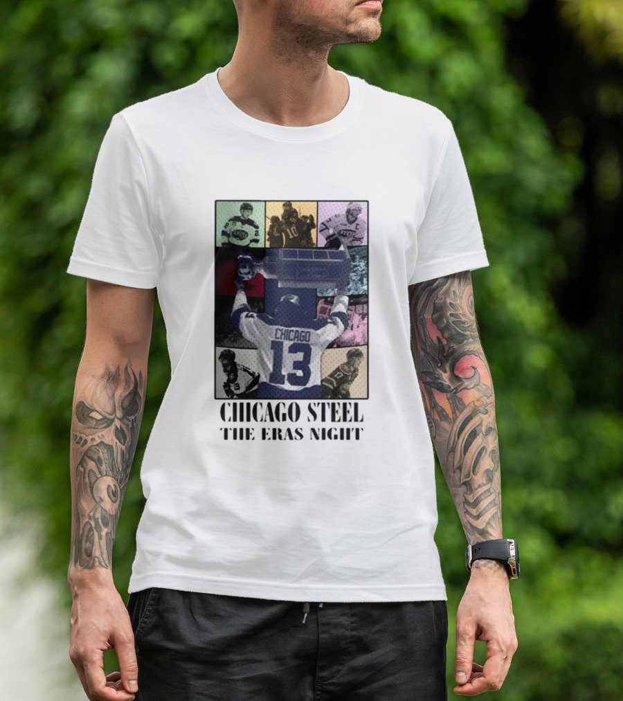 Chicago Steel The Eras Night Number 13 Hockey Collage T-Shirt