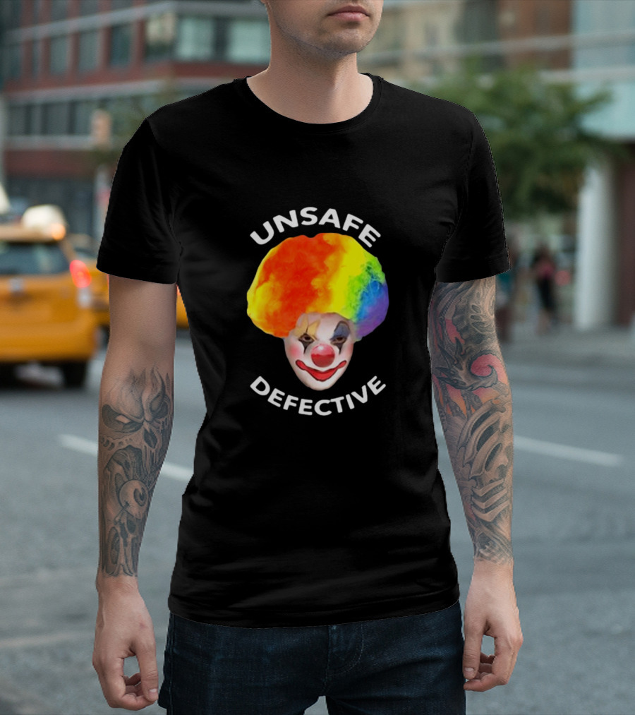 Unsafe Defective Clown Rainbow Hair Face T-Shirt