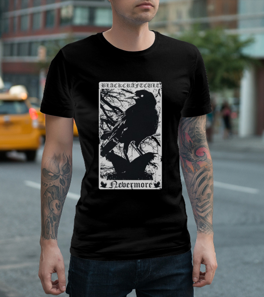 Blackcraftcult Nevermore Raven Tarot Card T-Shirt
