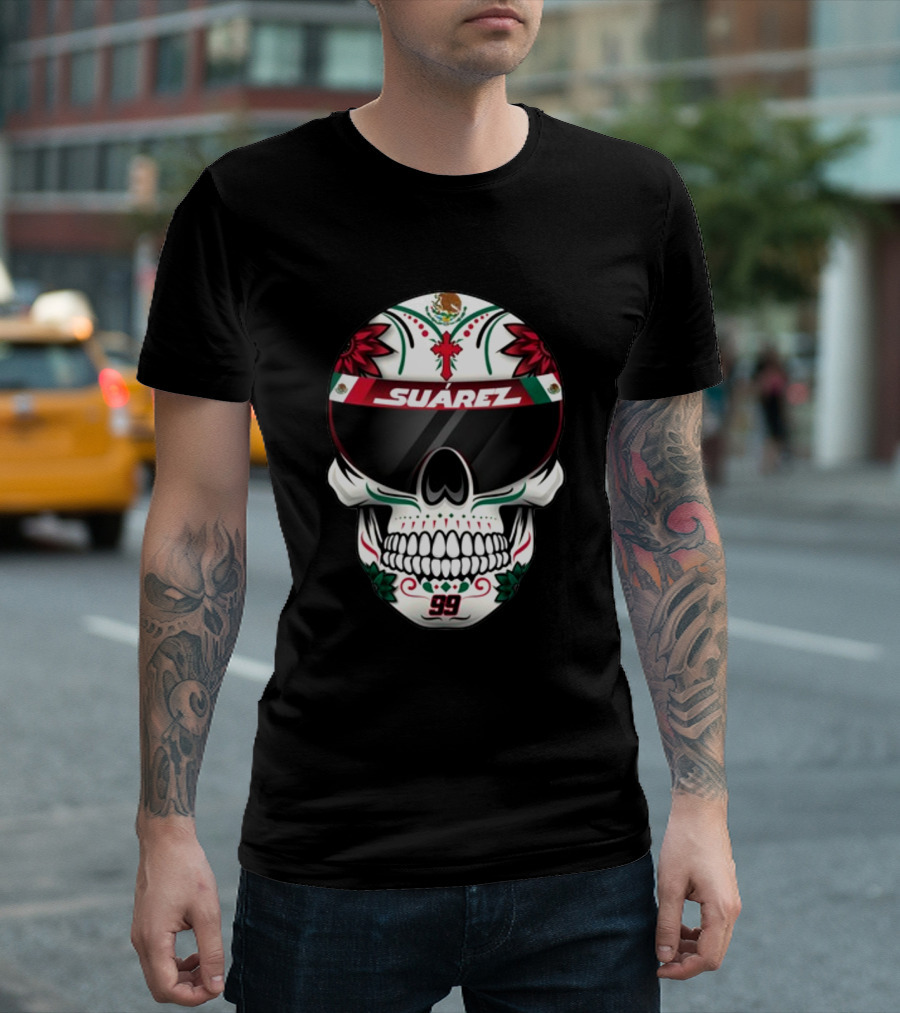 Danielsuarezracing Suárez Skull Helmet Visor 99 Mexican Flag Motif T-Shirt