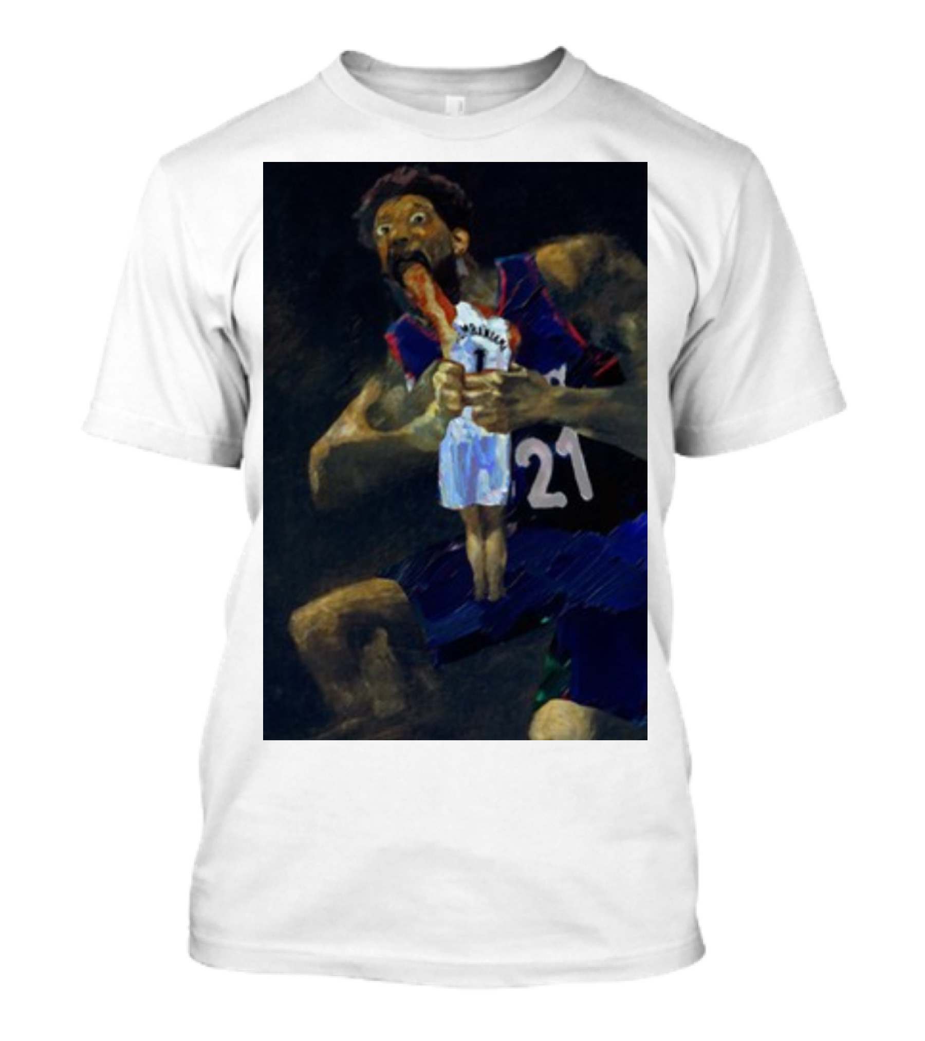 Embiid Dominates Spurs In Intense Artistic Portrayal T-Shirt