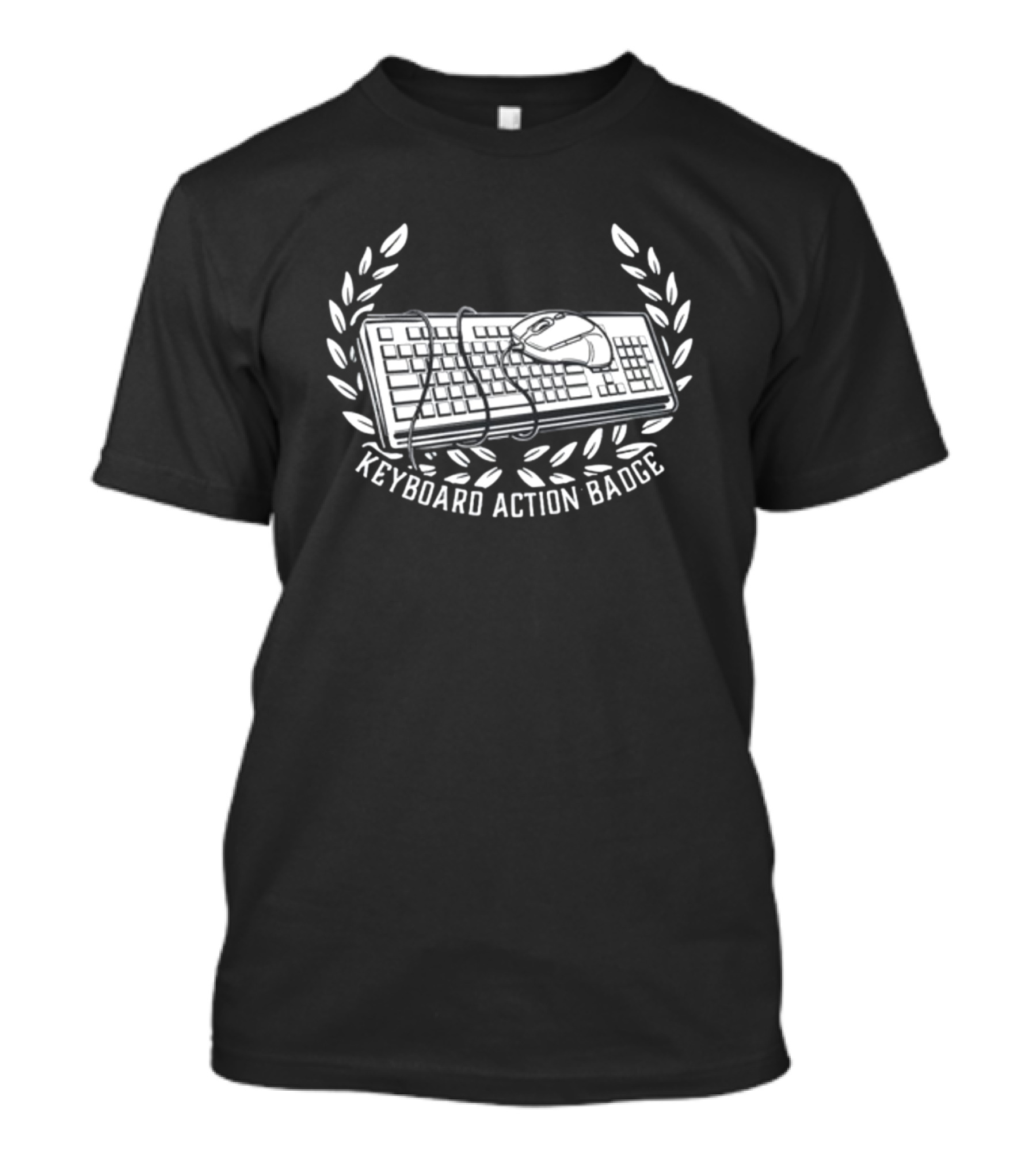 Keyboard Action Badge Laurel Wreath Emblem T-Shirt