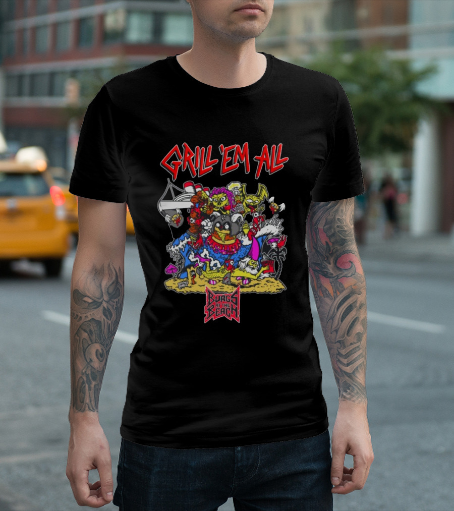 Grill Em All Burgs At The Beach Monster Mashup T-Shirt
