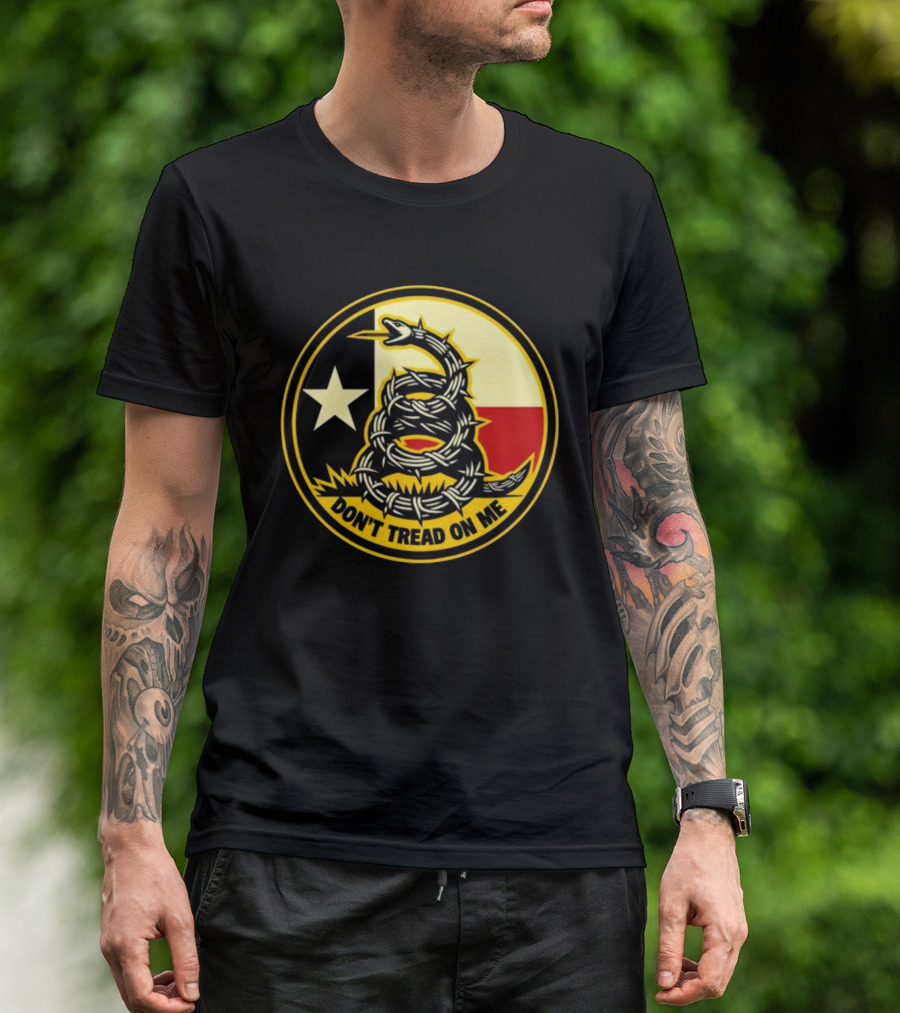 Don't Tread On Me Barbed Snake With Texas Flag Star T-Shirt