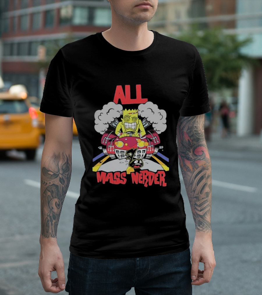 ALL Mass Nerder Cartoon Character Racing Machine T-Shirt