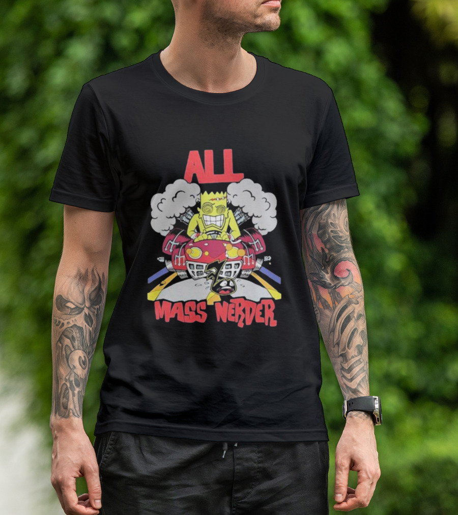 ALL Mass Nerder Cartoon Character Racing Machine T-Shirt