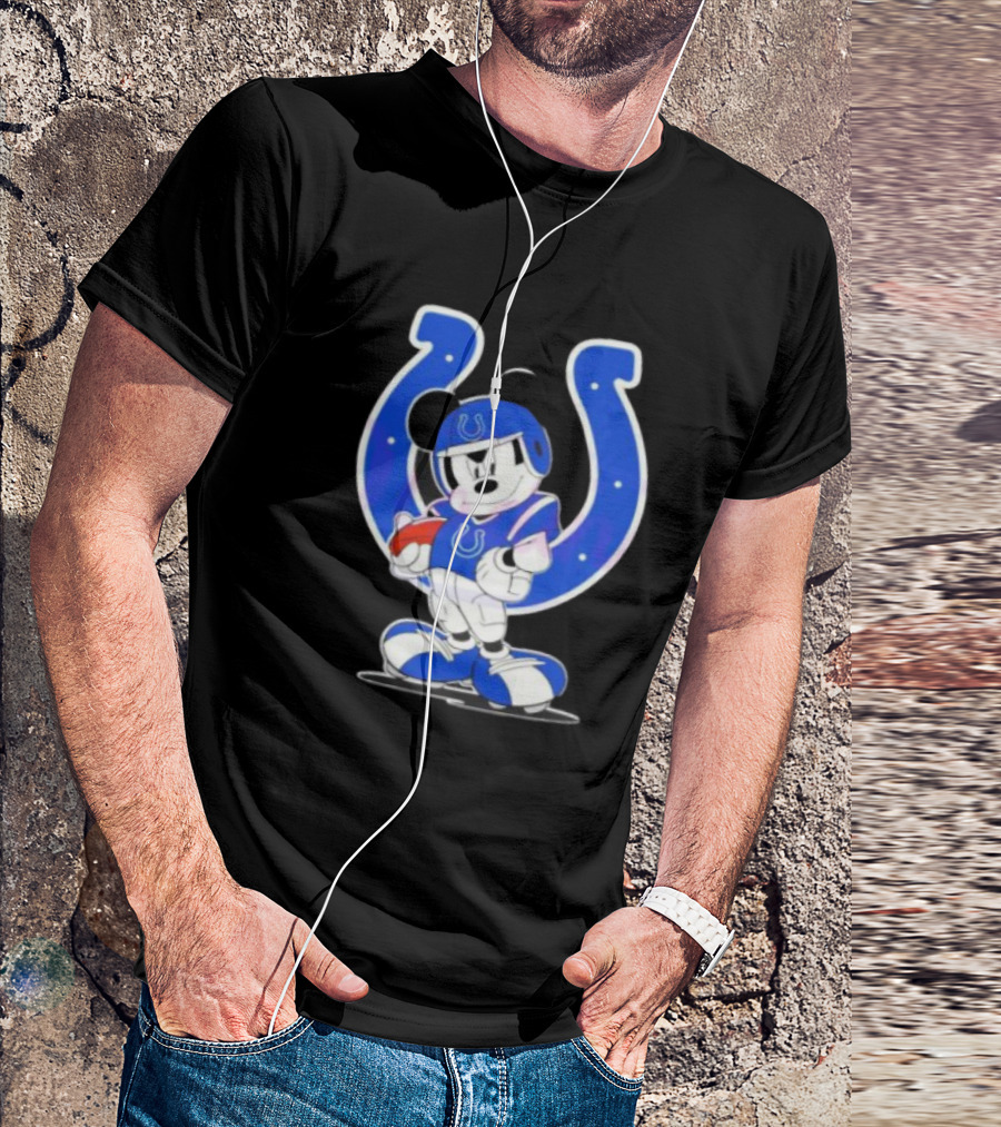Indianapolis Colts NFL Mickey Mouse In Football Gear With Horseshoe T-Shirt
