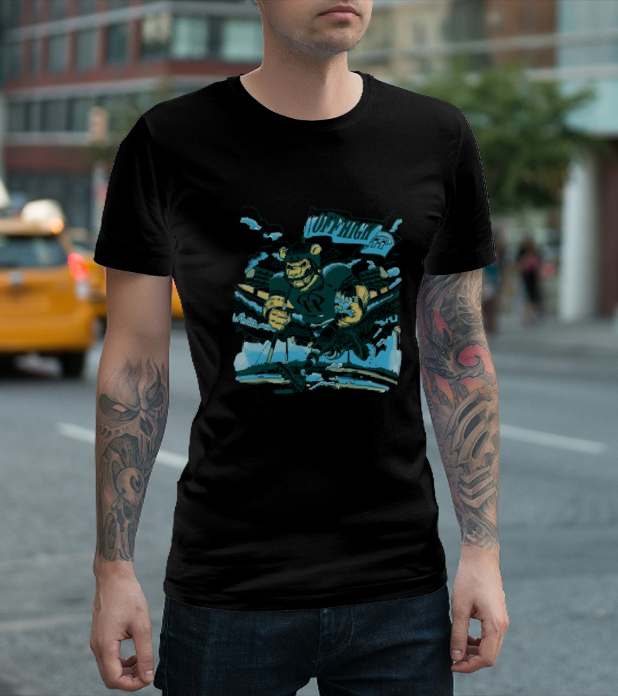Offhigh Progress Pulse White Charging Bear Athlete in a Dynamic Sports Adventure T-Shirt