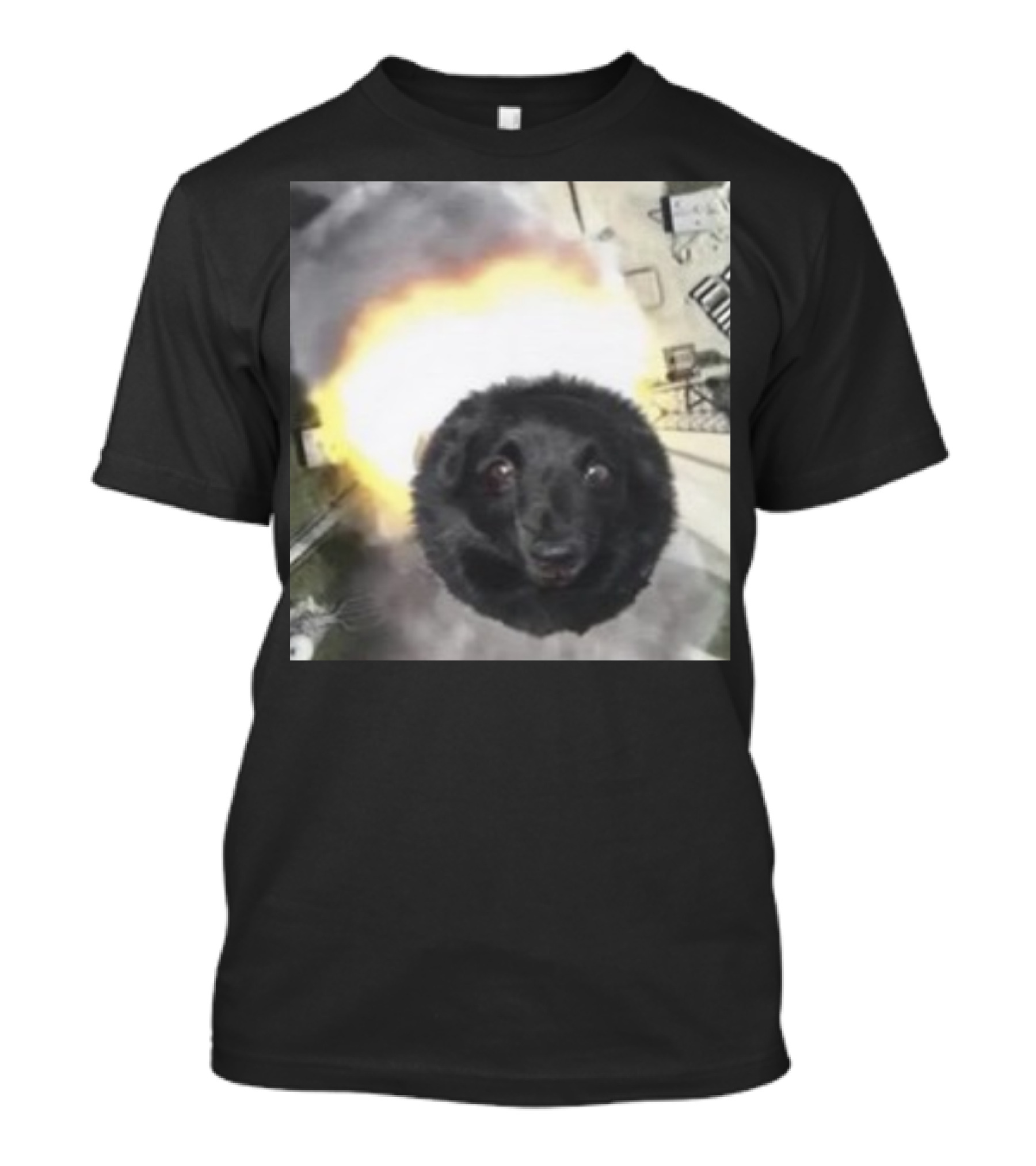 Flying Dog In Space Rocket Fireball T-Shirt