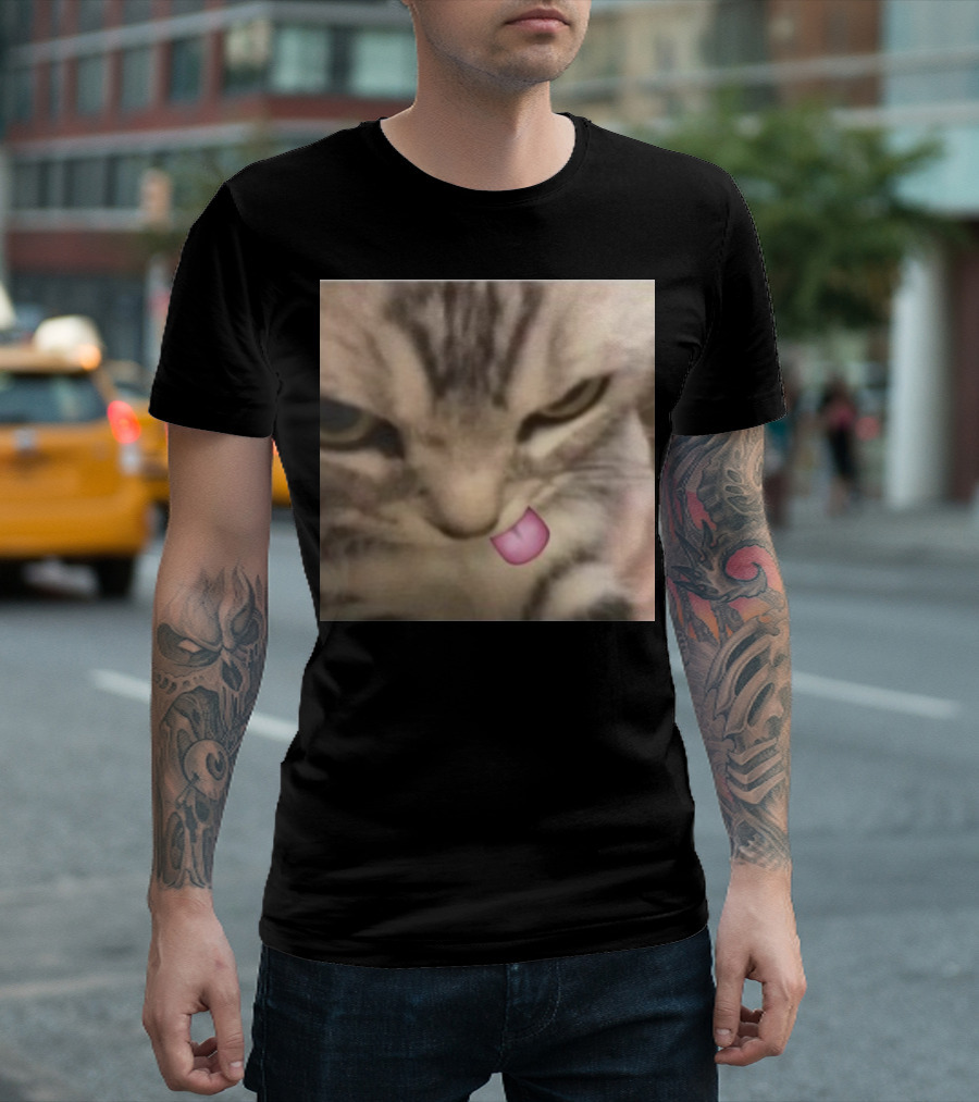 Sillyteestudio Silly Kitten Funny Cute Tongue Out Cat Meme T-Shirt