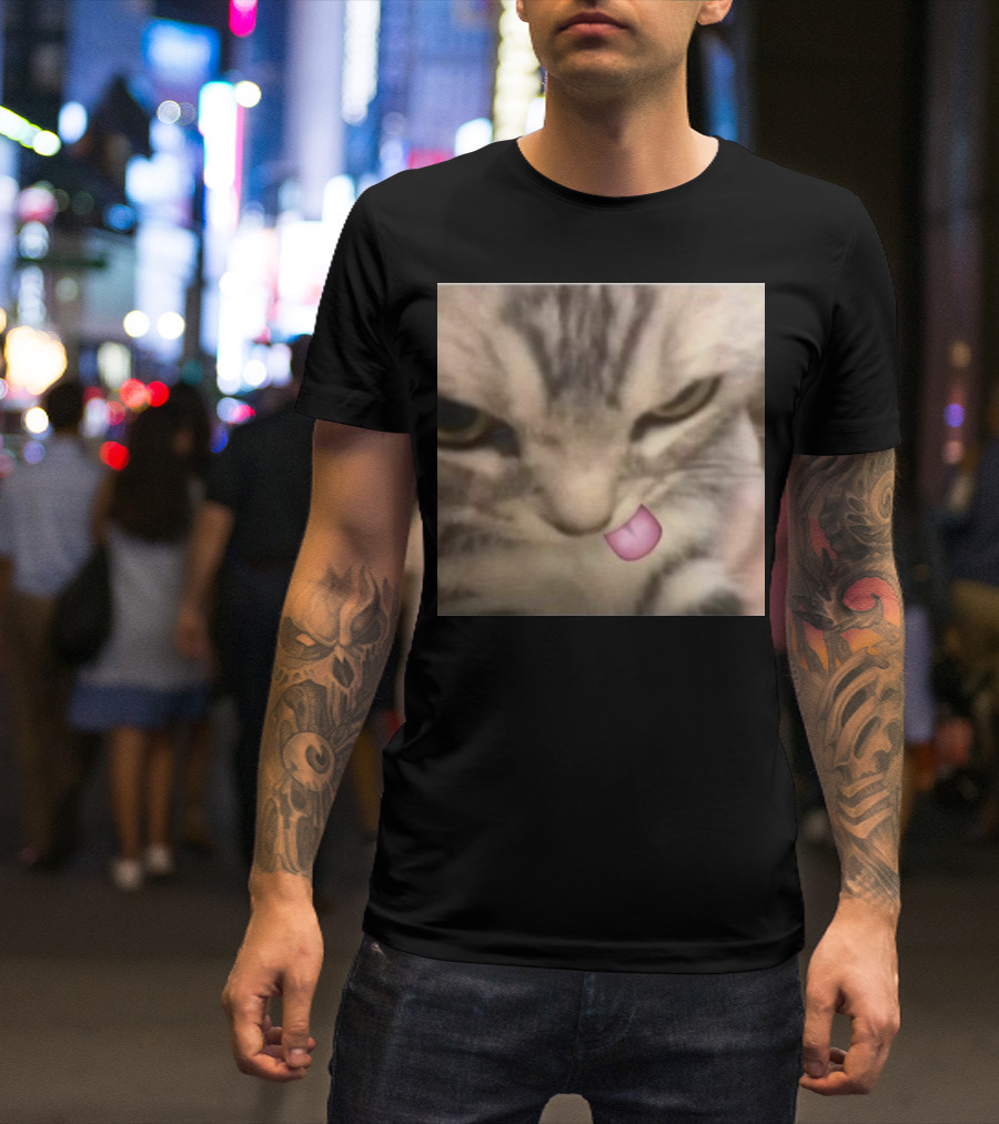 Sillyteestudio Silly Kitten Funny Cute Tongue Out Cat Meme T-Shirt