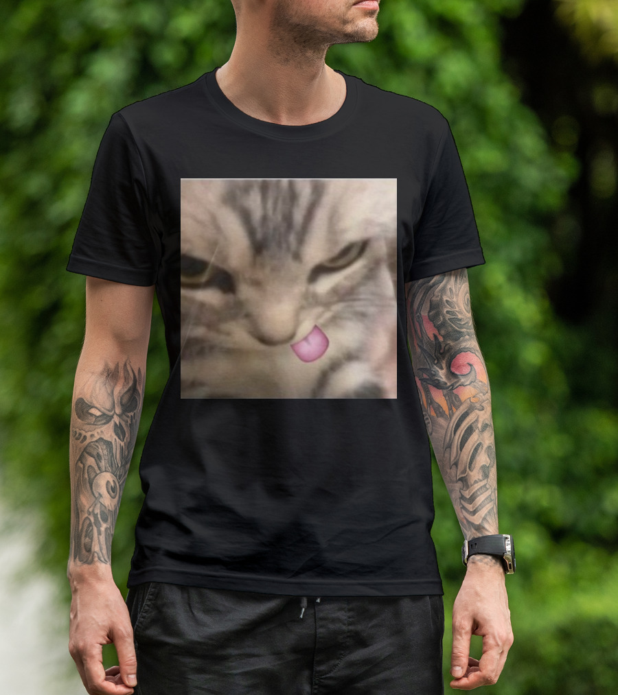 Sillyteestudio Silly Kitten Funny Cute Tongue Out Cat Meme T-Shirt