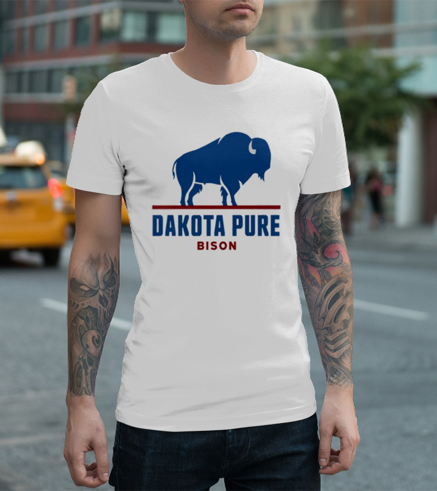 Shawn Baker Dakota Pure Bison Blue Icon Bison Red Line T-Shirt