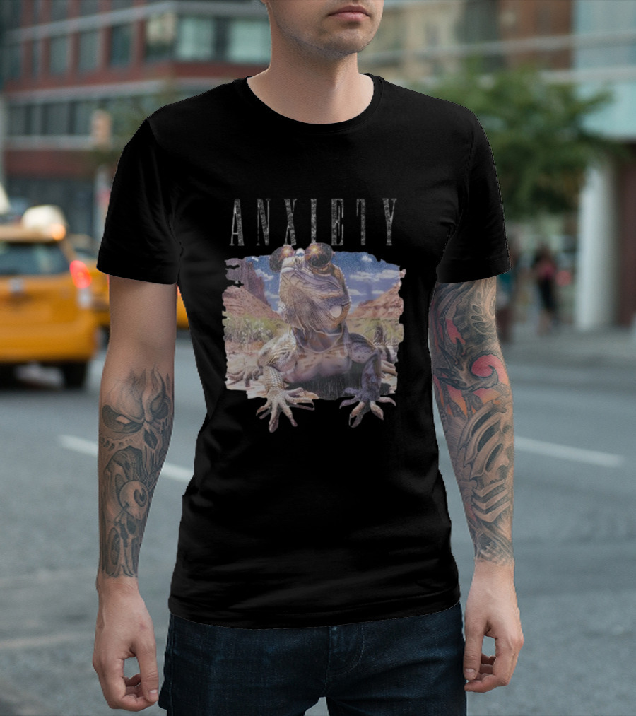 Waveygoods Anxiety Lizard Sunglasses Desert Landscape No Rules T-Shirt