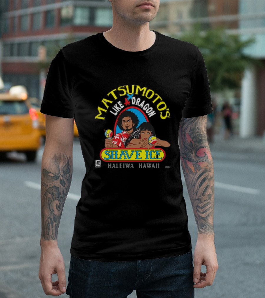 Matsumoto's Like A Dragon Shave Ice Haleiwa Hawaii Colorful Characters with Shave Ice T-Shirt