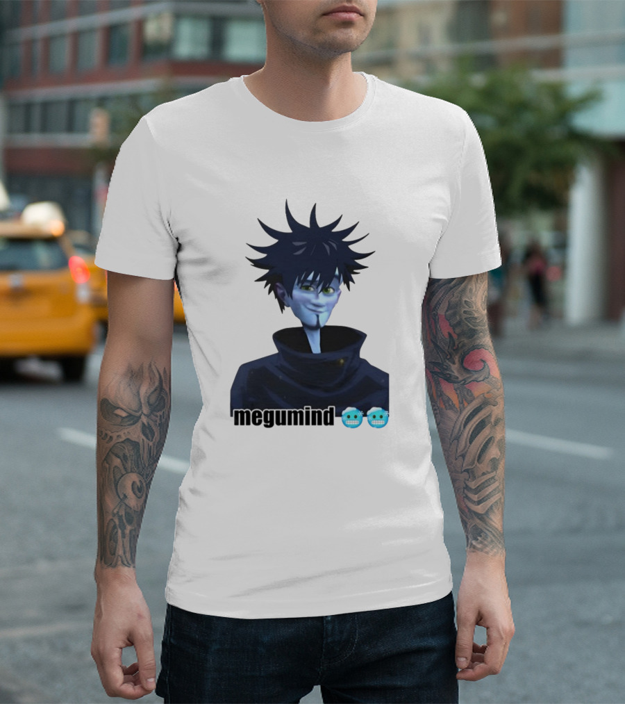 Spiky Haired Megumind Blue Emoji Face T-Shirt