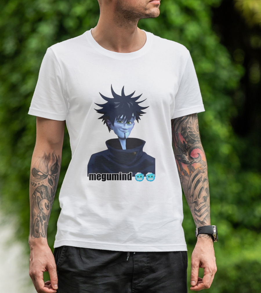 Spiky Haired Megumind Blue Emoji Face T-Shirt