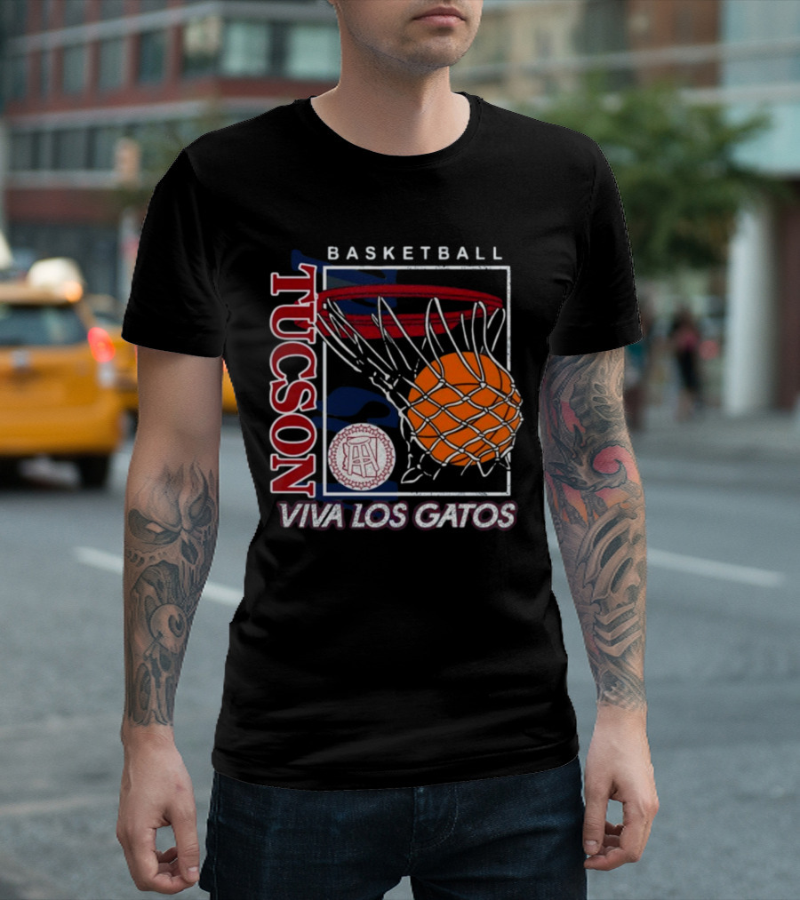 Basketball Tucson Viva Los Gatos Retro Hoop T-Shirt