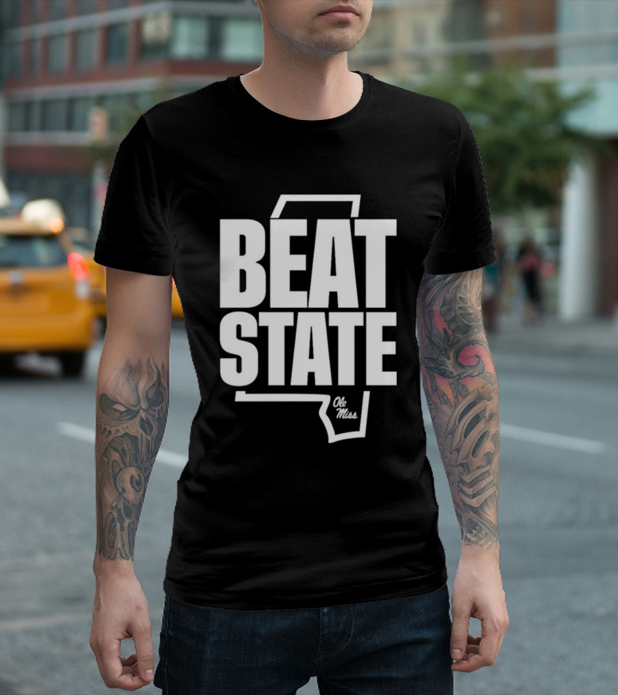 Beat State Ole Miss Mississippi Outline T-Shirt
