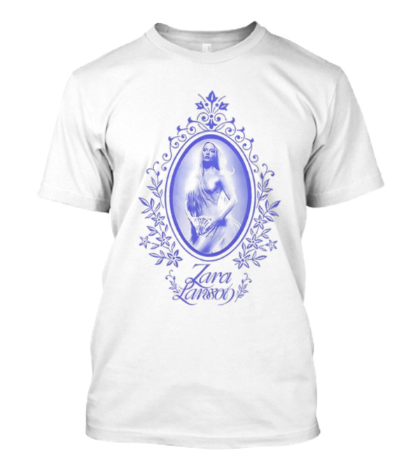ZaraLarsson Venus Ecru Blue Gothic Floral Frame T-Shirt