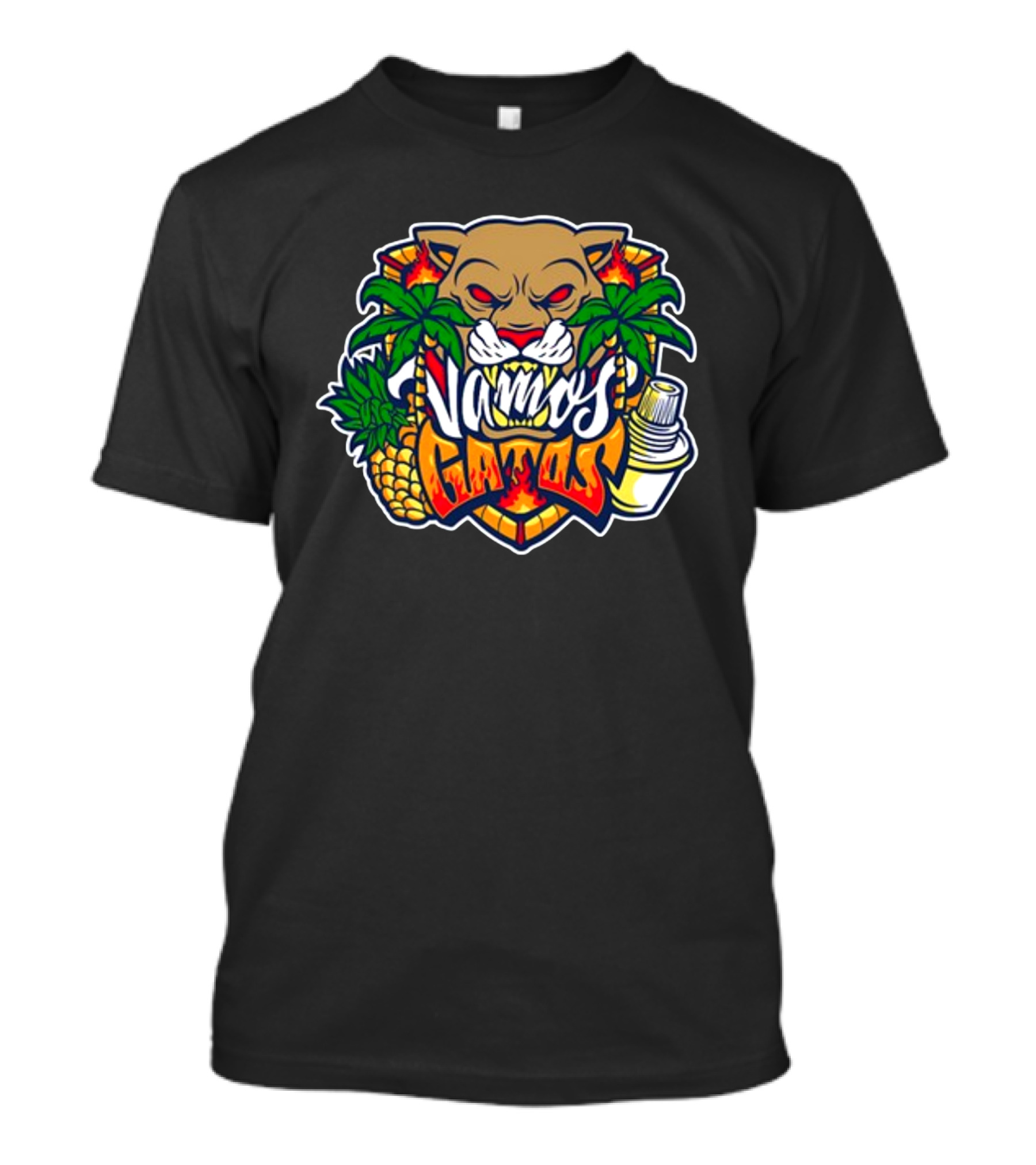 Florida Vamos Gatos 2024 Palm Trees And Pineapple Panther Face T-Shirt