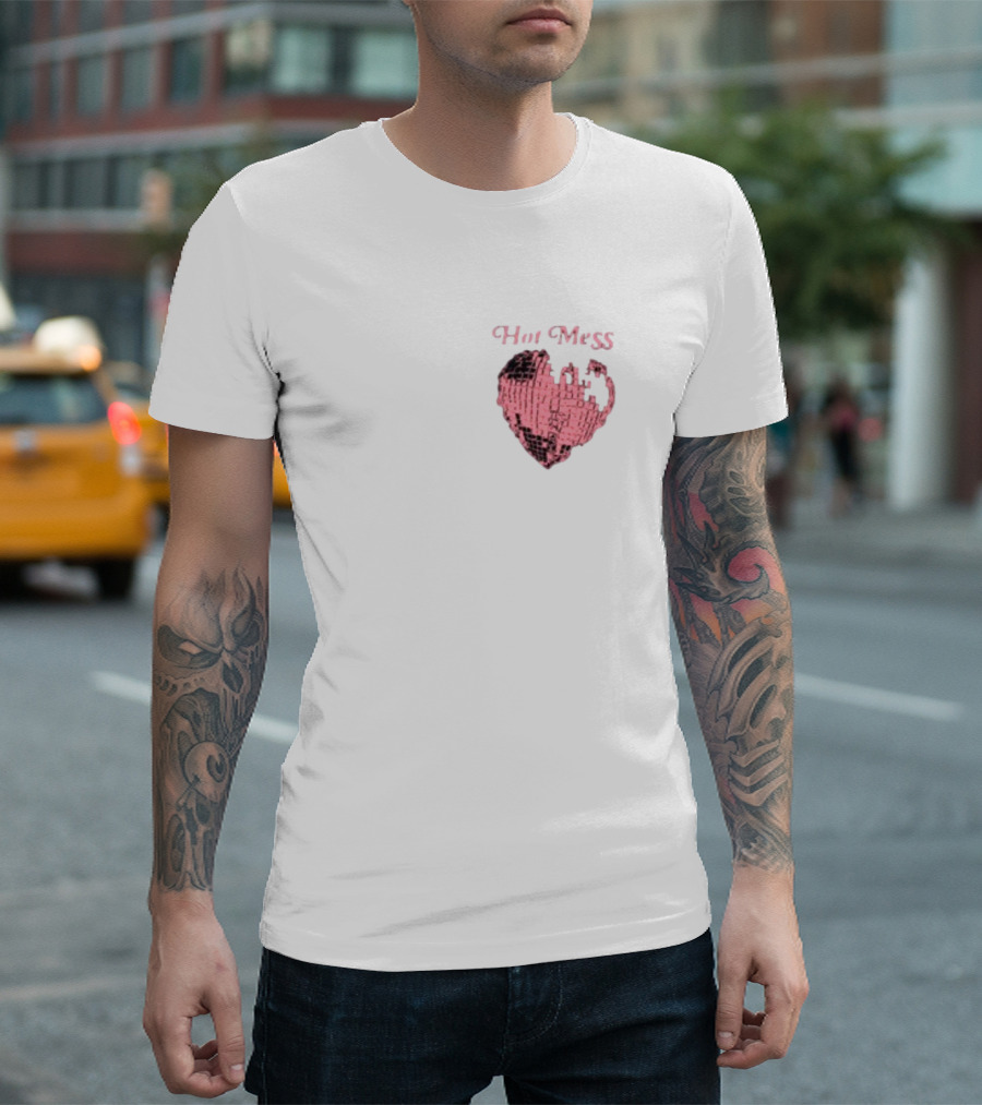 Hot Mess Pink Pixel Heart T-Shirt