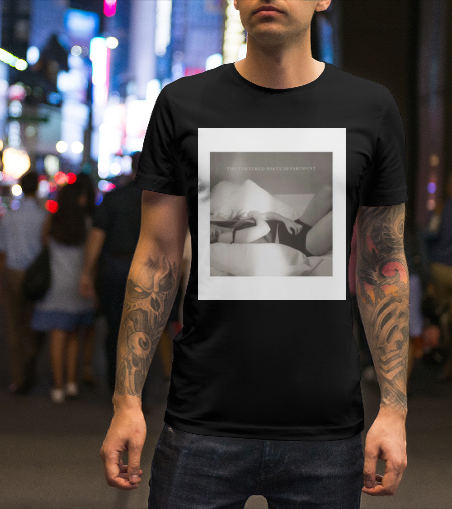 The Tortured Poets Department Lying Down Black And White Photograph T-Shirt