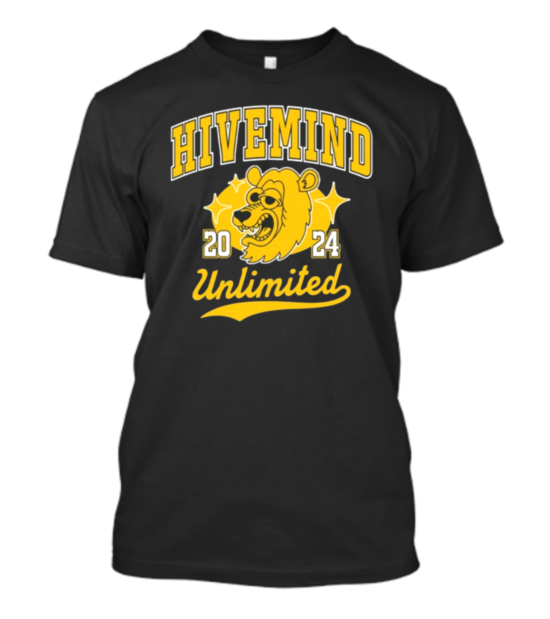 Hivemind Unlimited 2024 Bear Illustration Yellow Stars T-Shirt