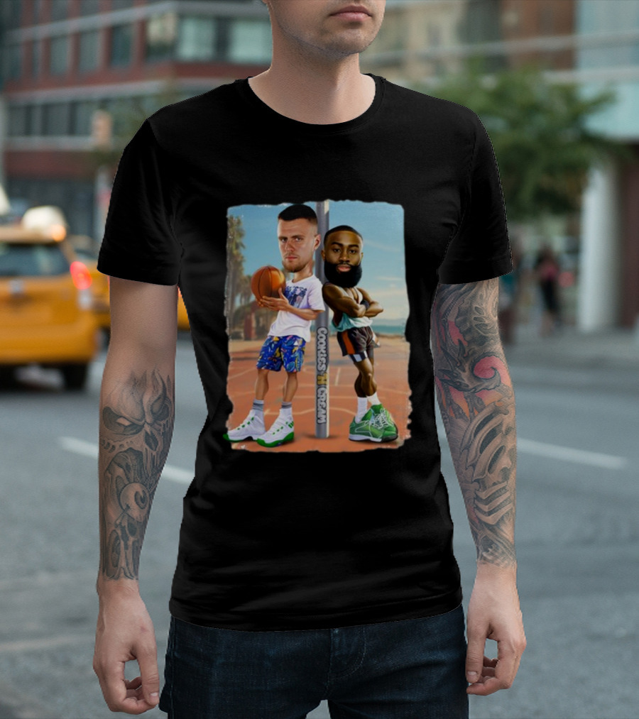 Greenrunsdeep Cookies And Cream Kristaps Porzingis Jaylen Brown Basketball Collaboration T-Shirt
