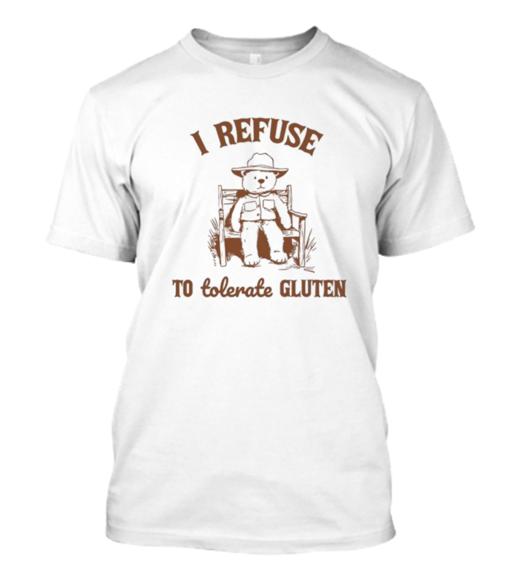 I Refuse To Tolerate Gluten Oldschoolcult Bear In Chair T-Shirt